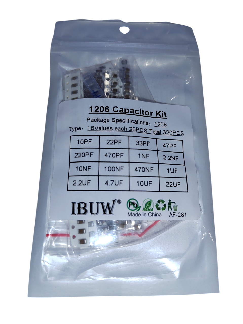 1206 SMD Capacitor Assortment – 320 Pieces